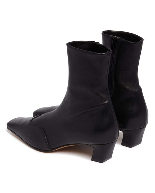 Khaite Black Square-Toe Ankle Boots