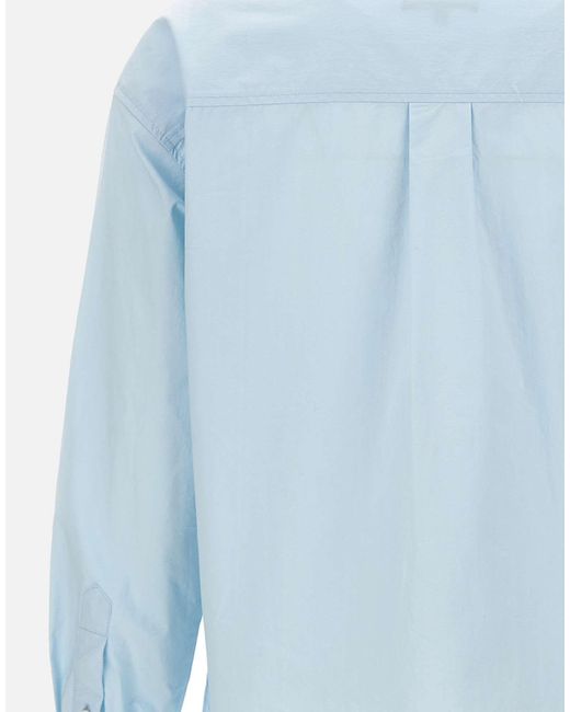A.P.C. Blue Boyfriend Logo-Embroidered Buttoned Shirt