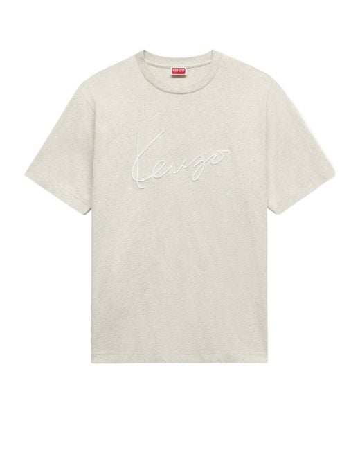 KENZO White Signature' Embroidered T-Shirt for men