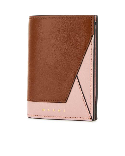 Marni Brown Colour-Block Bi-Fold Wallet