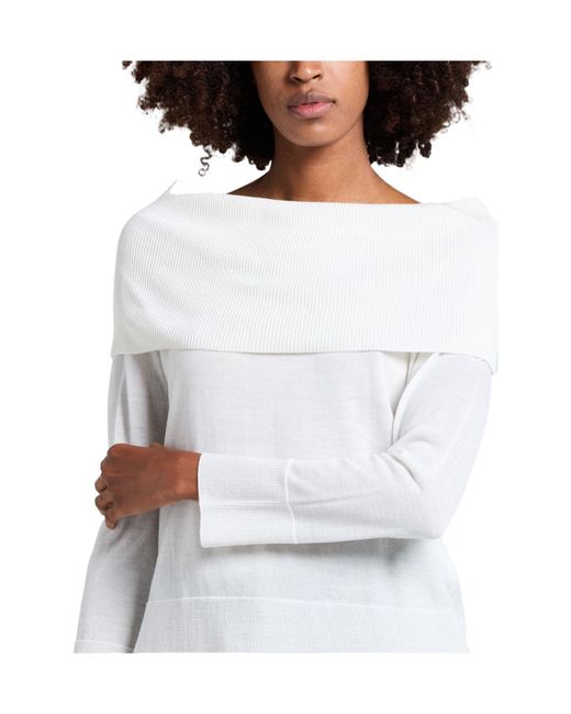 Max Mara White Solid-Color Lightweight Knitted Wool Sweater
