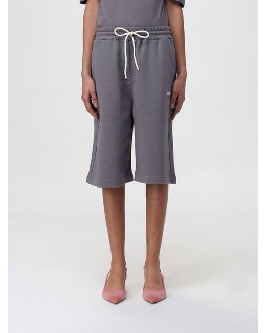 MSGM Gray Drawstring Track Shorts for men