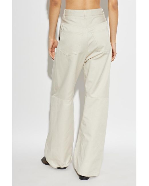 MM6 by Maison Margiela White Wide-Leg Logo Patch Trousers