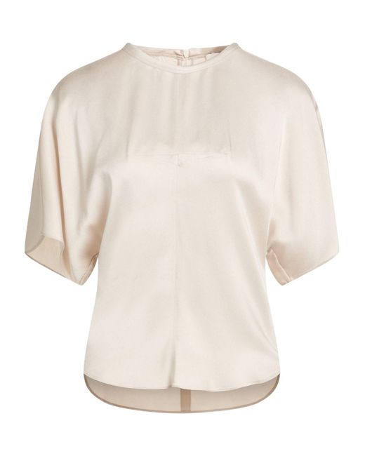 Isabel Marant White Solid Color Satin Short Sleeve Top