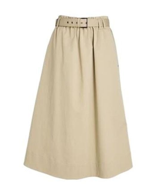 Brunello Cucinelli Natural Solid Color Stretch Twill Skirt