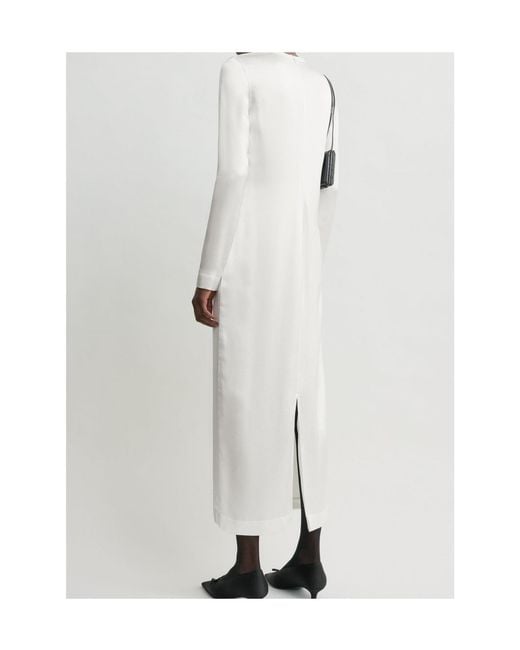 Totême White Totême Satin Regular Fit Midi Dress