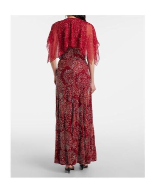 Rabanne Red Embellished Maxi Skirt