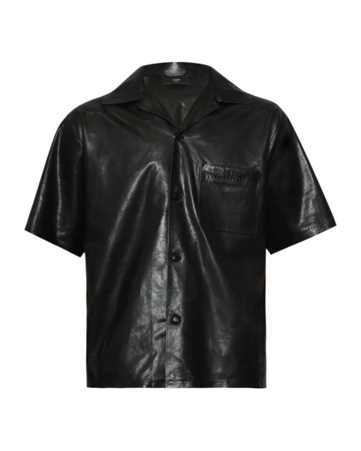 Amiri Black Lightweight Leather Camp Shirt for men