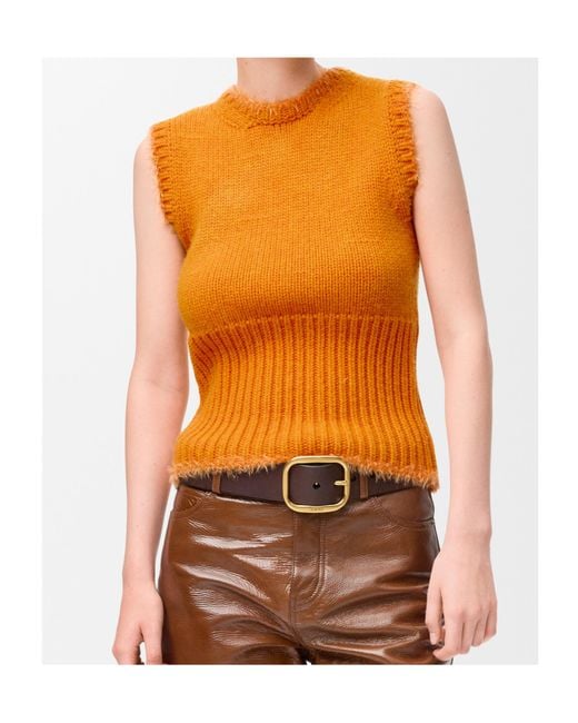 Loewe Orange Fringed Ribbed-Knit Vest