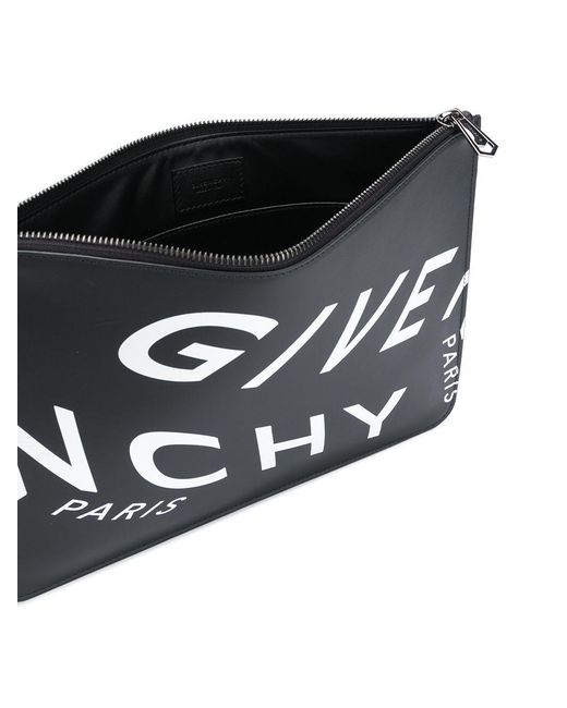 Givenchy Black Split Logo Print Clutch for men