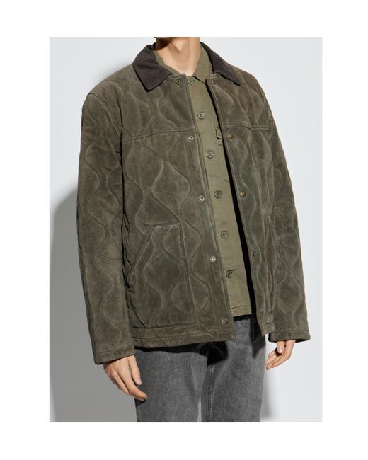 AllSaints Green Quilted Oversized Jacket for men