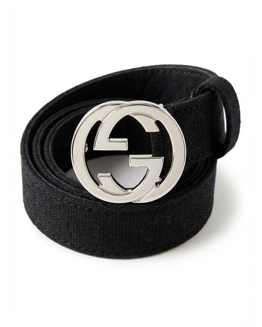 Gucci White Thin Belt With Interlocking G Buckle