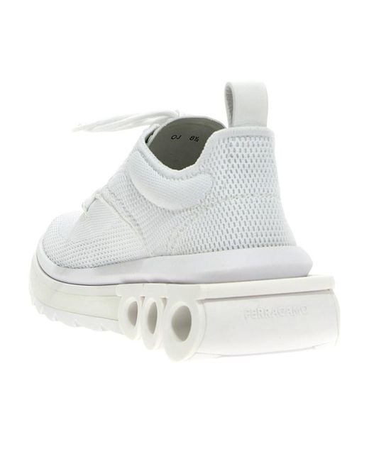 Ferragamo White Logo Sports Shoes