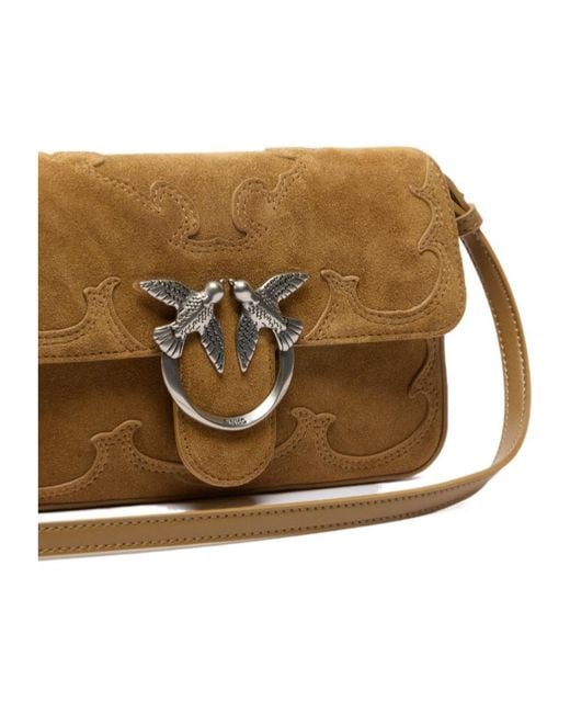 Pinko Brown Love One Mini Shoulder Bag