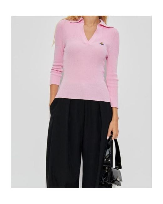 Vivienne Westwood Pink Orb-Embellished Ribbed Top