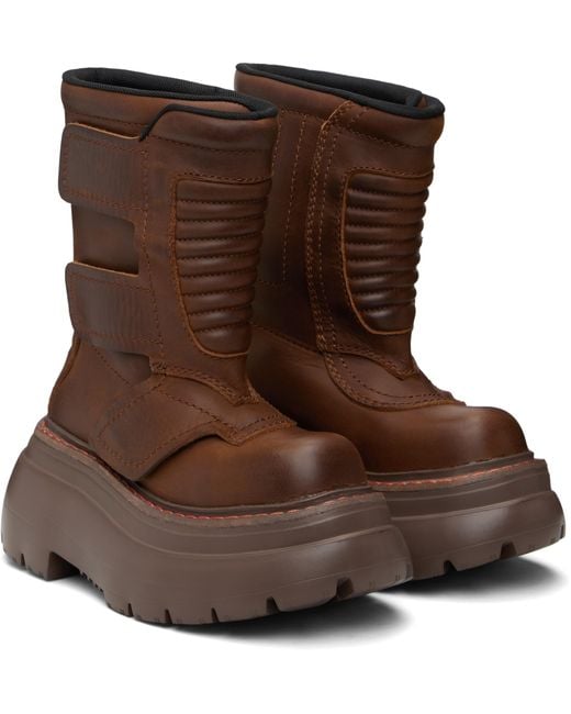 R13 Brown Chunky Racing Ankle Boots