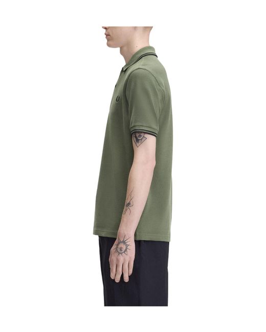 Fred Perry Green Solid Color Polo Shirt for men