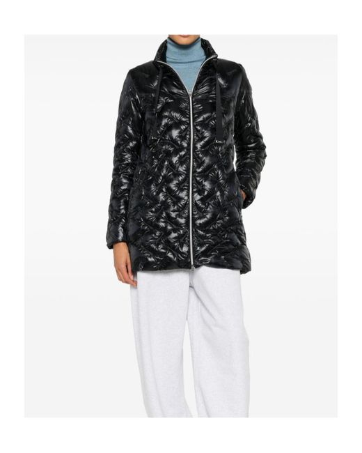 Herno Black Quilted Midi Down Jacket
