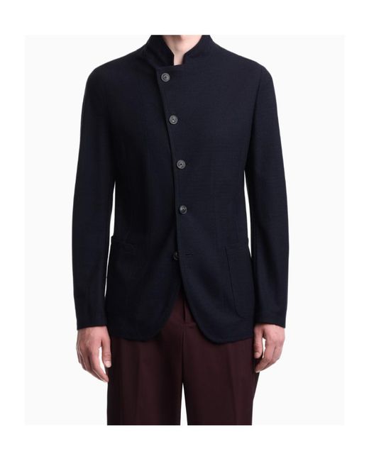 Emporio Armani Blue Techno Cady Wide-Leg Trousers With An Elasticated Waistband