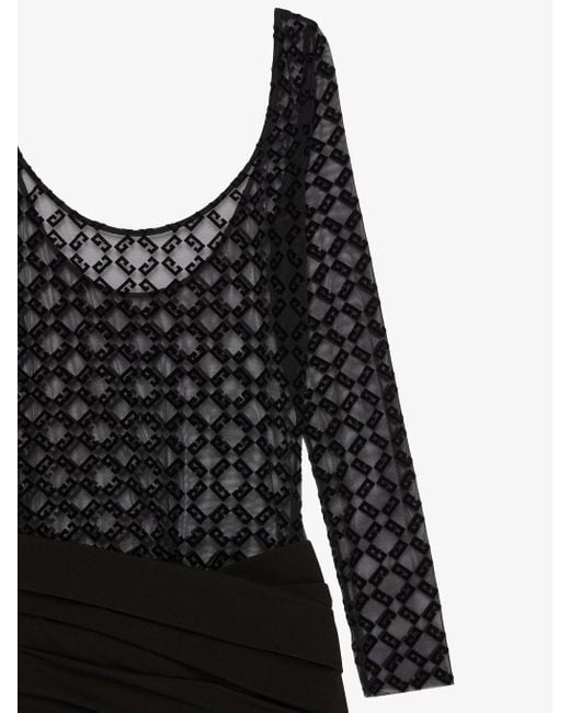 Givenchy Black Monogram Tulle Draped Dress