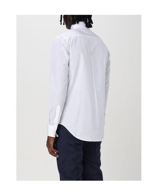 Emporio Armani White Curved Hem Tuxedo Shirt for men