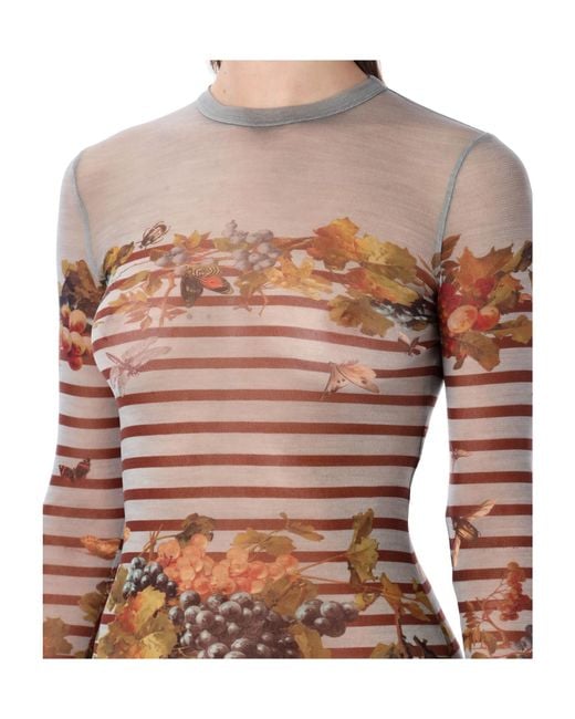 Jean Paul Gaultier Multicolor Mariniere Mesh Long Dress
