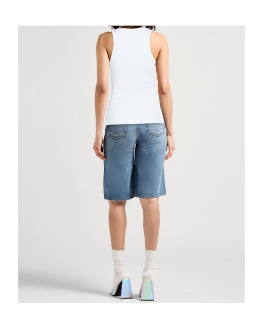 Ganni White Logo Crew Neck Tank Top