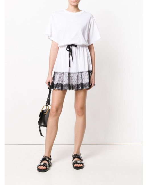 RED Valentino White Lace Waist Umbrella Pendulum T-Shirt Dress