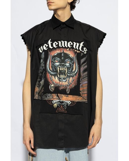 Vetements Black Oversize Sleeveless Shirt for men