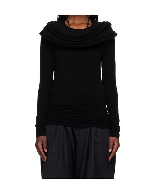Junya Watanabe Black Stretch Jersey Drape T-Shirt