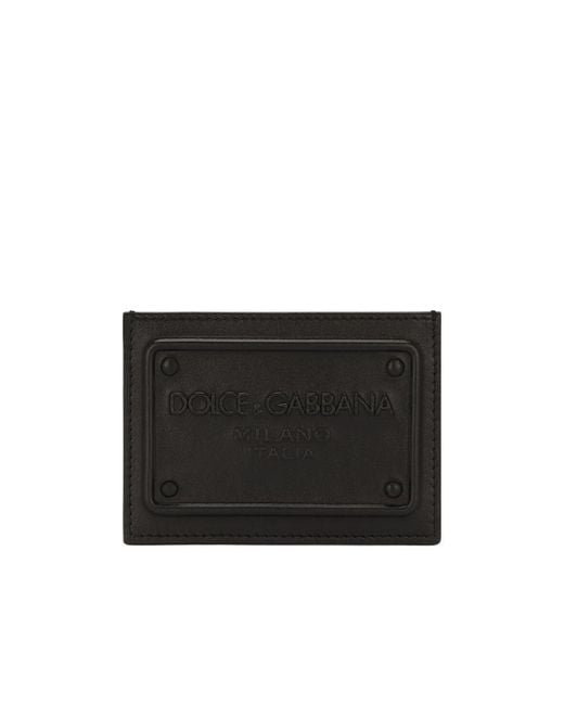 Dolce & Gabbana Black Logo Embossed Card Holder for men