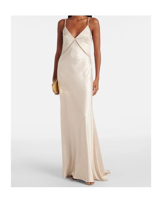 Roland Mouret Natural Embellished Satin Gown