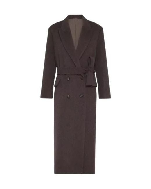 Brunello Cucinelli Brown Virgin Wool-Cashmere Belted Trench Coat