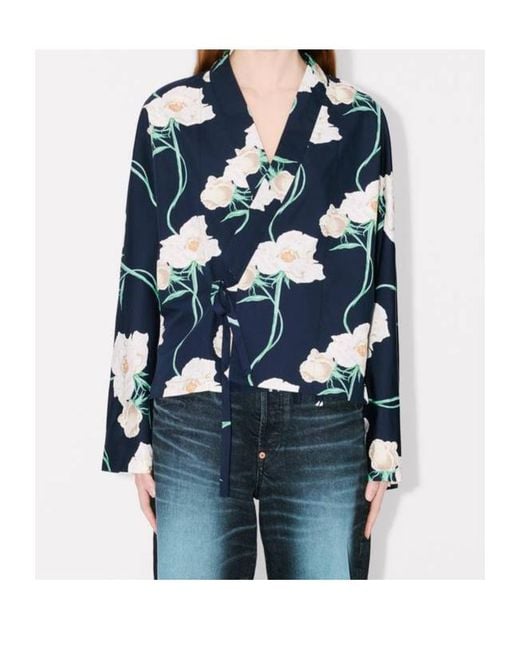 KENZO Blue Floral Wrap Jacket