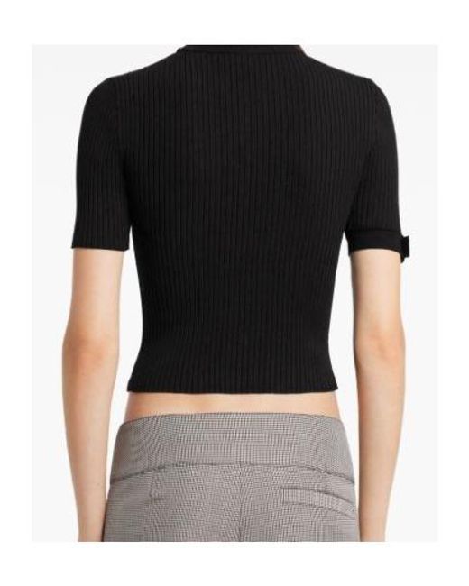 Courreges Black Courrèges Buckle Knitted T-Shirt