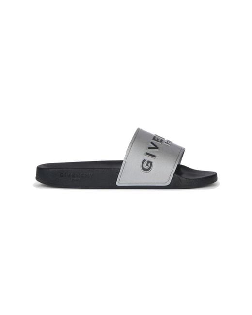 Givenchy Black Metallic-Effect Logo-Detail Slides