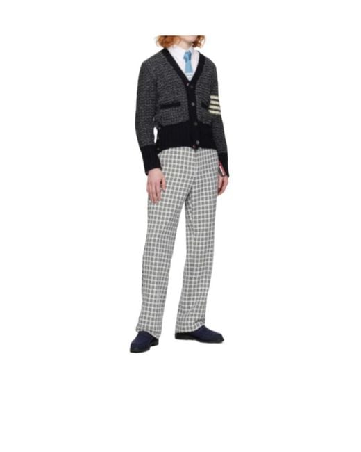 Thom Browne Blue 4-Bar Silk Tie for men