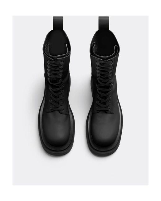 Bottega Veneta Black Lug Lace-Up Boots