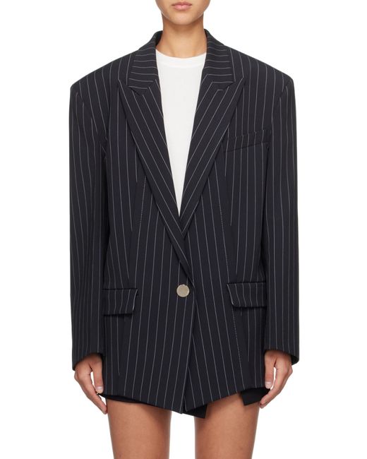 The Attico Black The Glen Pinstriped Blazer