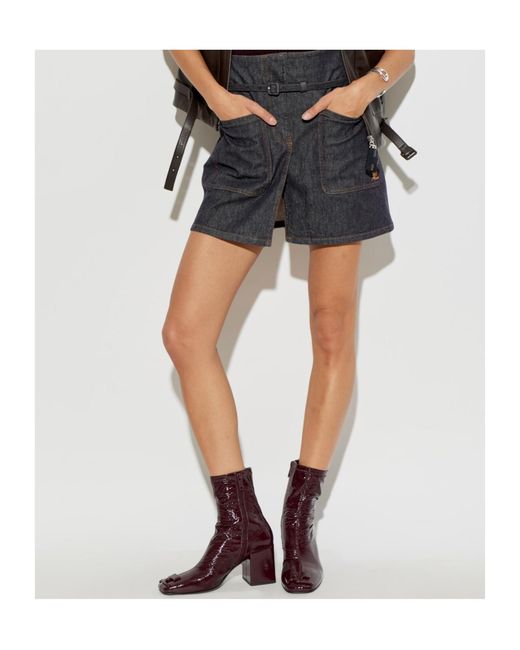 Courreges Brown Square-Toe Ankle Boots