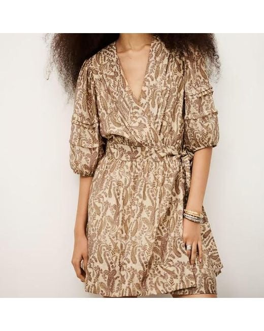 Ba&sh Natural Teodora Printed Wrap Mini Dress