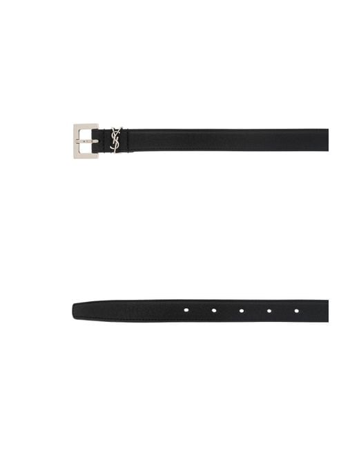 Saint Laurent White Logo Plaque Buckled Belt for men
