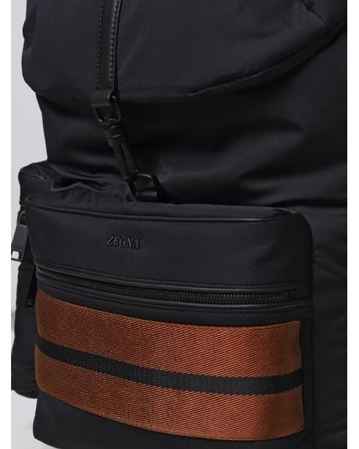 Zegna Black Flap Backpack for men