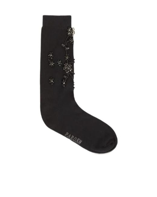 P.A.R.O.S.H. Black Embroidered Socks