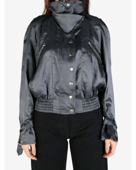 Dries Van Noten Gray High-Neck Bomber Jacket