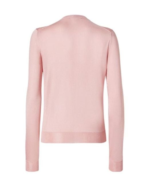 Fendi Pink Logo Embroidered Crewneck Buttoned Cardigan