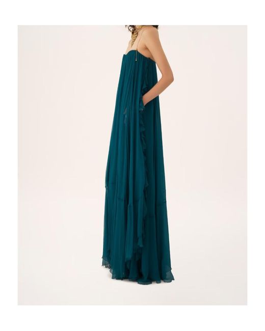 Chloé Blue Chloé Sleeveless Ruffled Long Dress