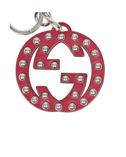 Gucci Red Gg Embellished Keyring