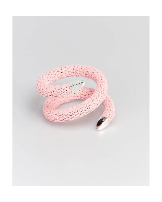 Bottega Veneta Pink Crochet Spiral Bracelet