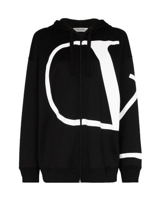 Valentino Black Vlogo Zipped Hoodie